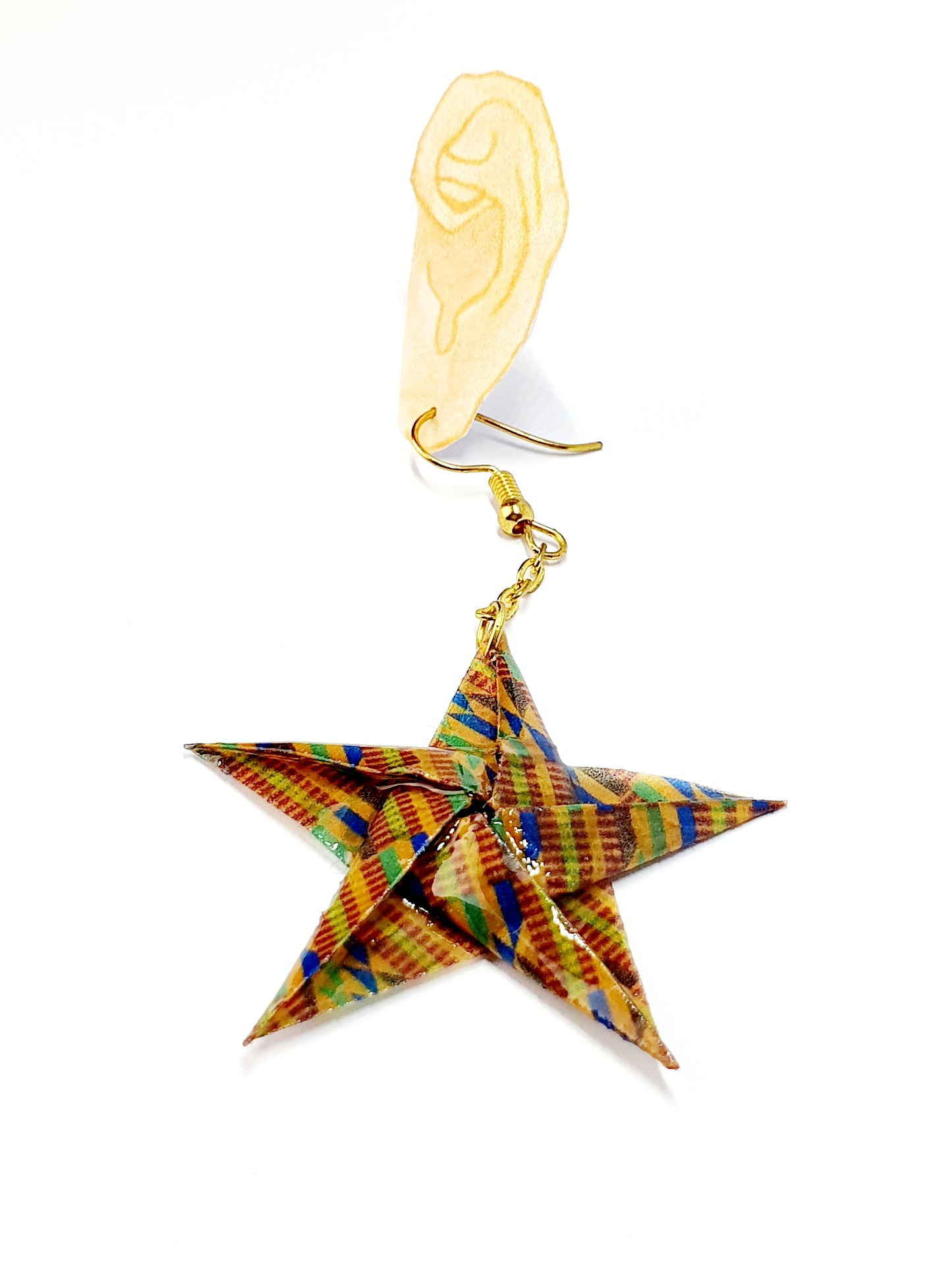Vibrant Ghanaian Kente Star Drop Earrings