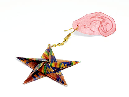 Traditional Kente Origami Star Drop Earrings