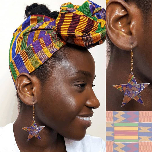 Traditional Kente Origami Star Drop Earrings