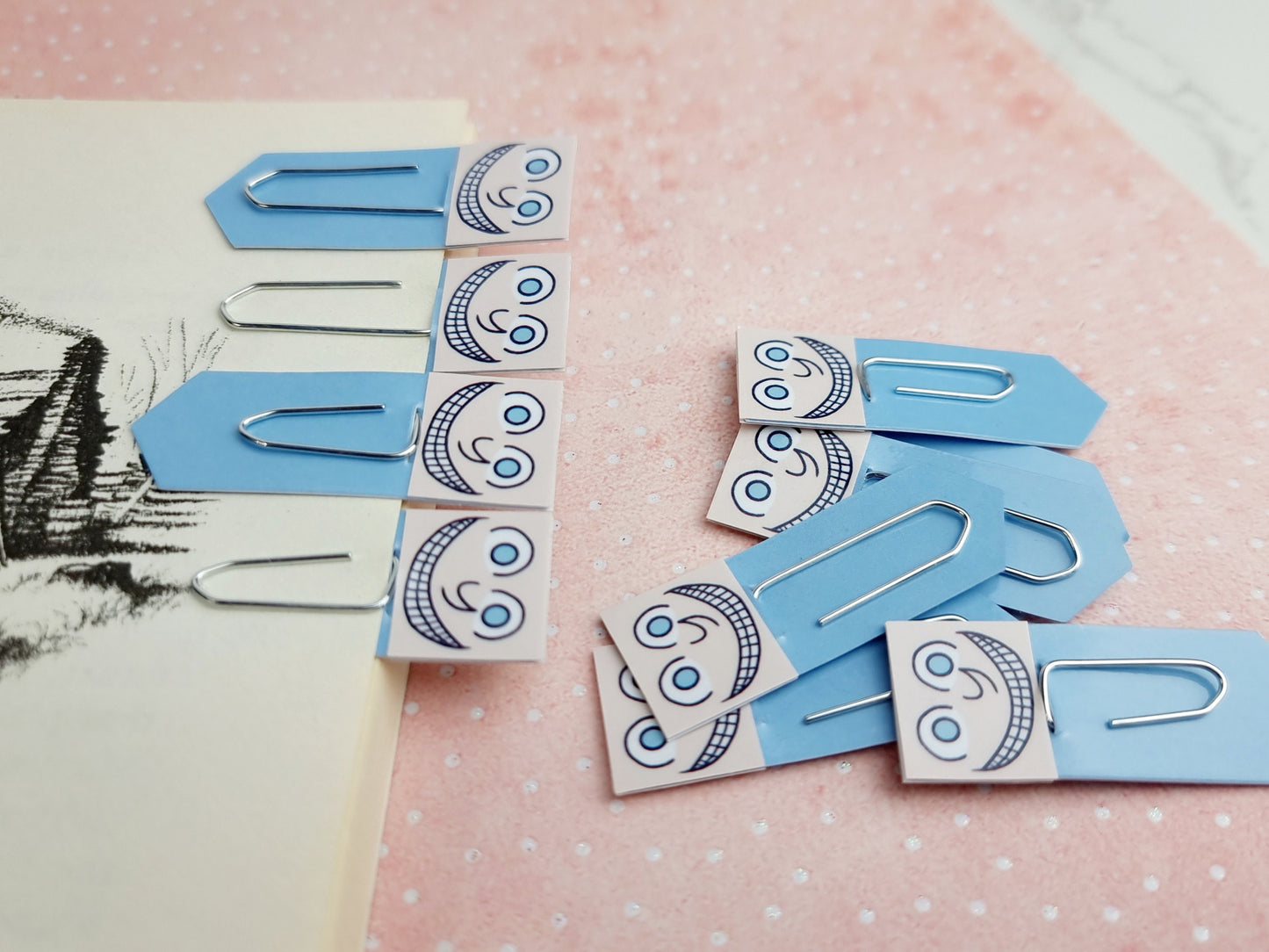 Cheshire Grin Chibi Expression Bookmark, Cute Planner Tabs